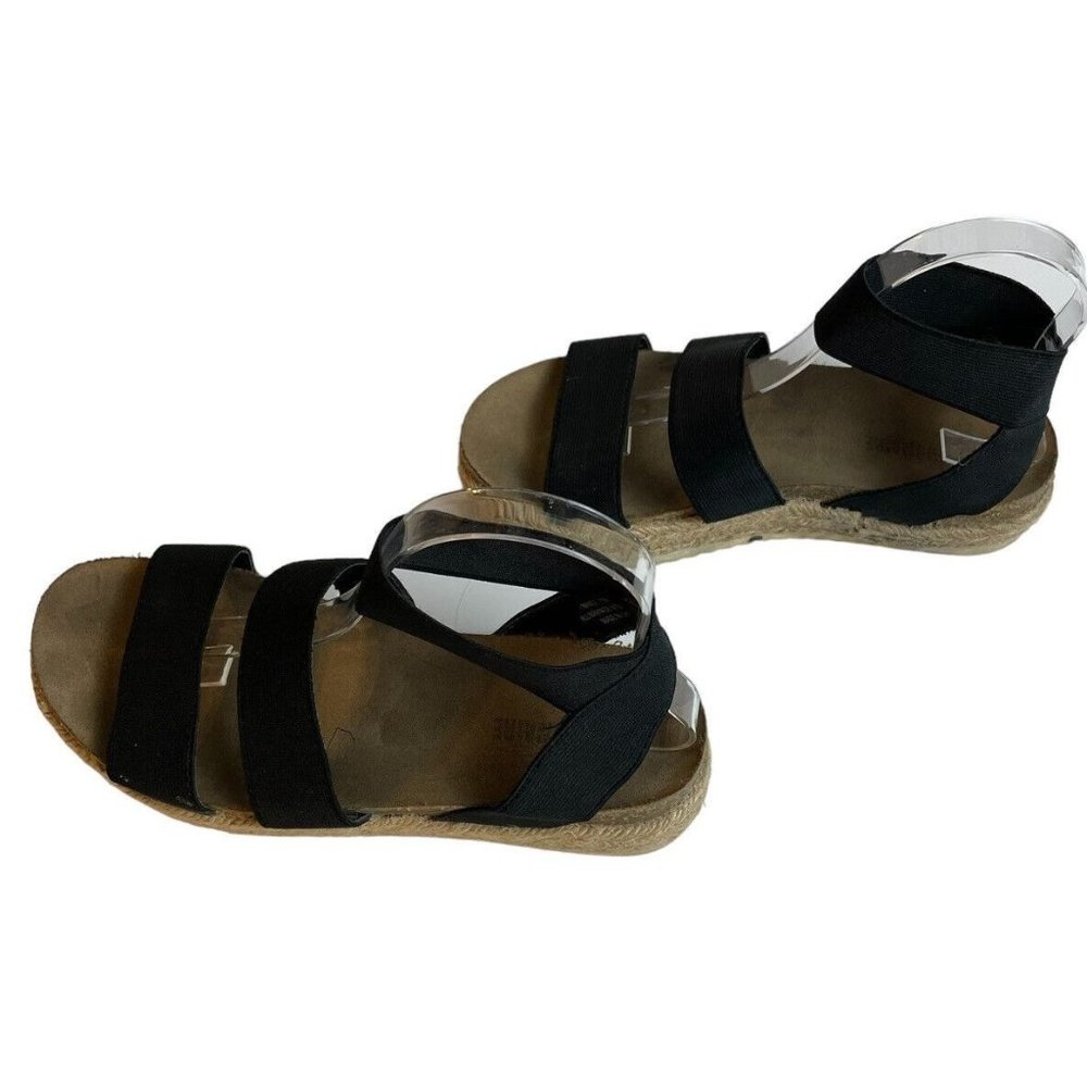 Cushionaire Mandy Flatform Sandals Size 7.5M Cork Footbed Espadrille Black Strap - Picture 5 of 11